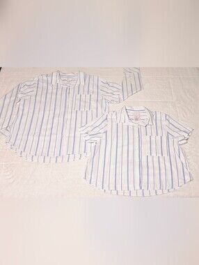Auden White Pajama Tops with Blue Stripes - Set of Two (TC118-119)